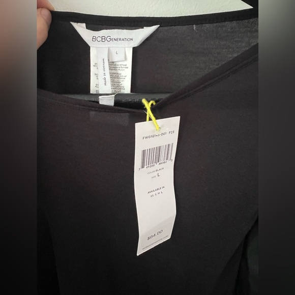 BCBGeneration NEW with tags NWT black synthetic leather sleeves top shirt BCBG - Picture 9 of 12